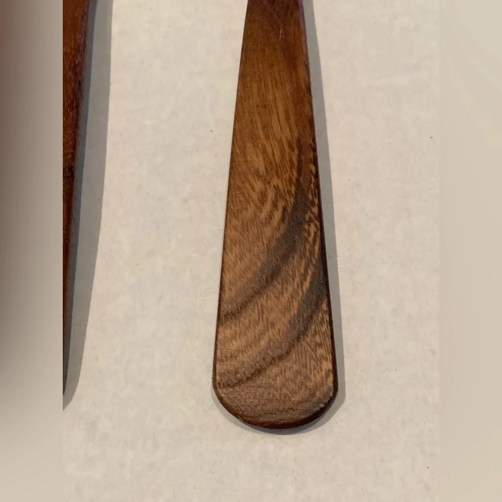 Vintage MCM Large Wooden Spoon and Fork Wall Hanging Tiki Totem Decor Lot of 4
